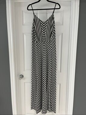 Revolution Black and White Chevron Striped Maxi Dress